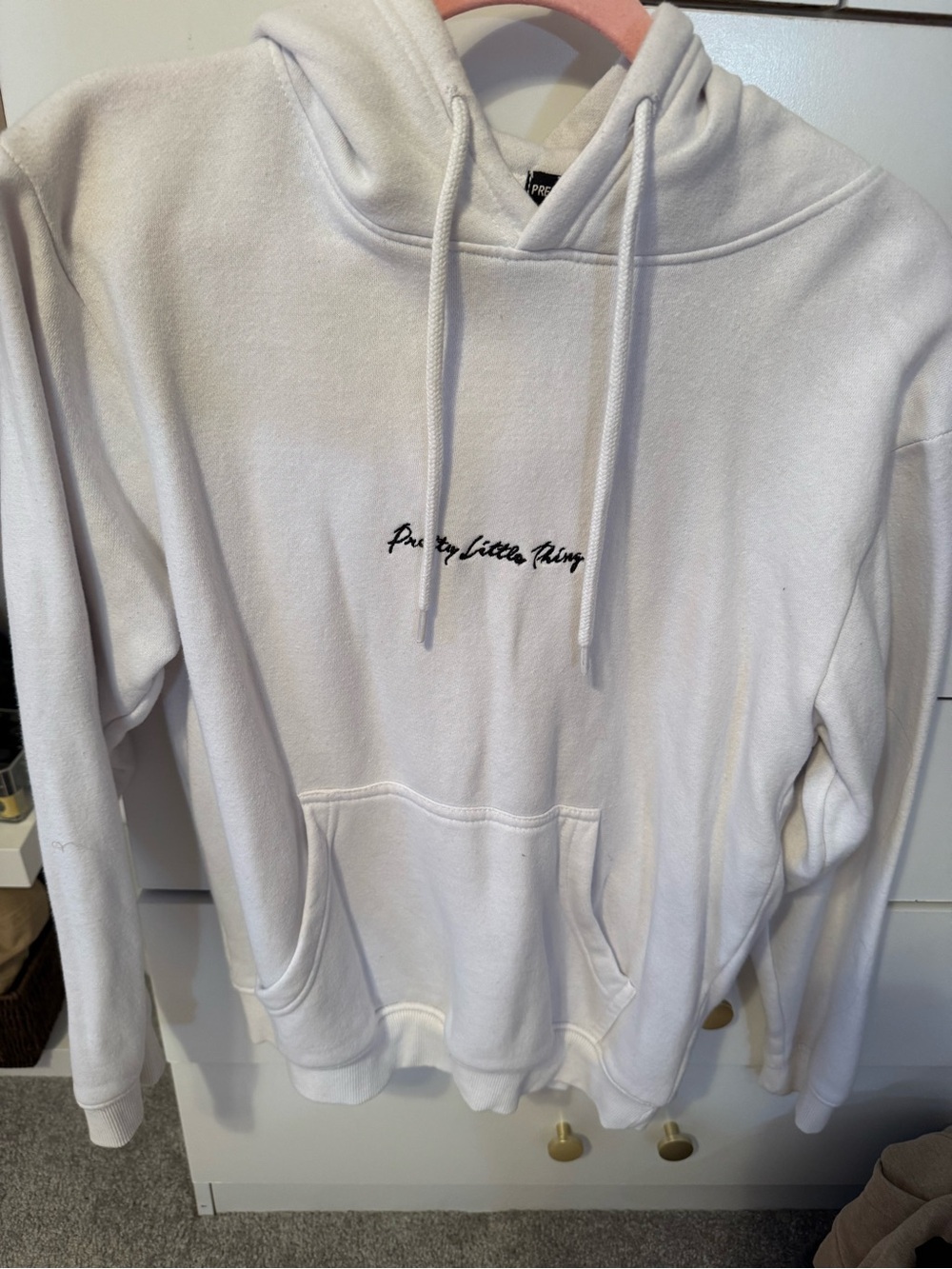 Pretty Little Thing white hoodie